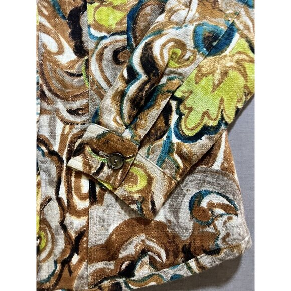 Vintage 90s Chicos Blazer Jacket Womens Size 1 Brown Floral Button Lined Ladies. - Picture 2 of 11